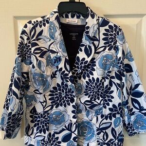 Joan Rivers Blue and White Floral Blazer